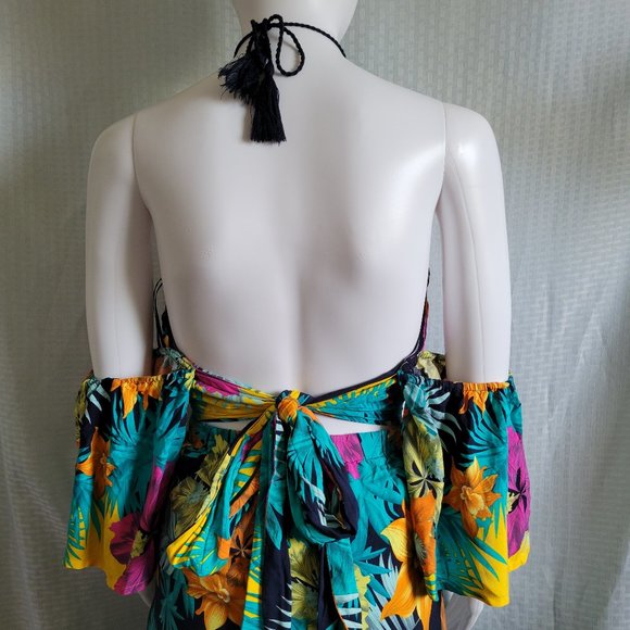 Fashion Nova Floral Jumpsuit, Color: Navy with Tropical print, Size: 2X, - Picture 11 of 13